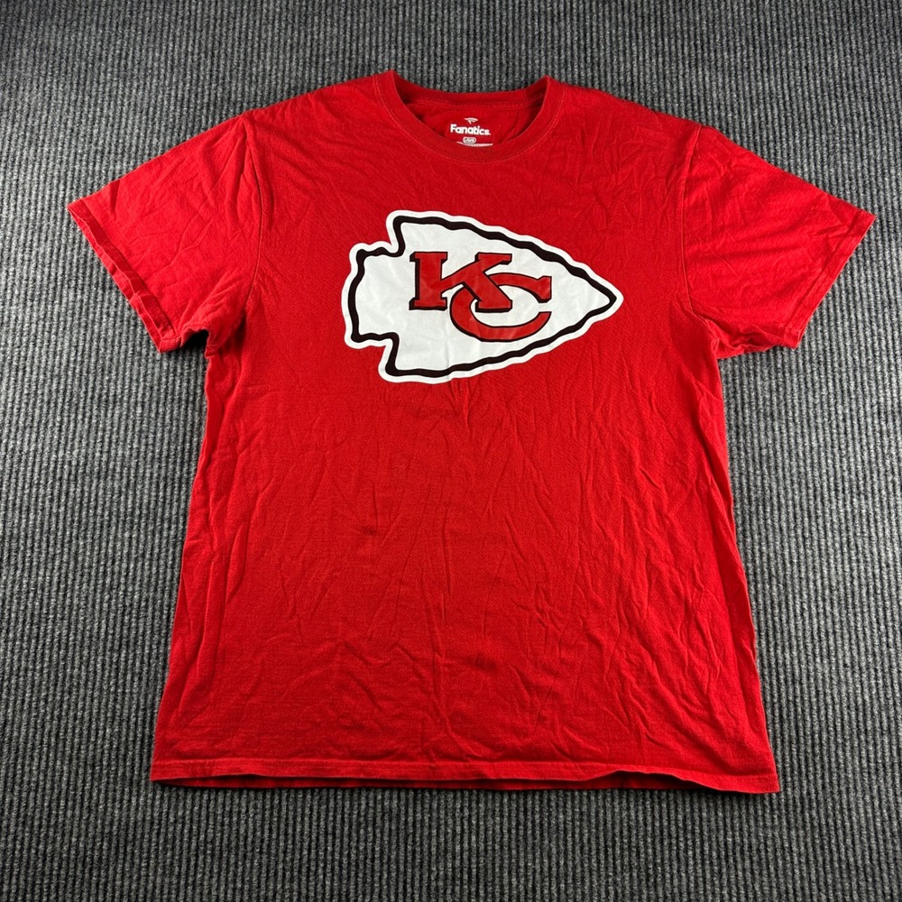 Fanatics Mens Kansas City Chiefs T-Shirt Red Short Sleeve Crew Neck Large